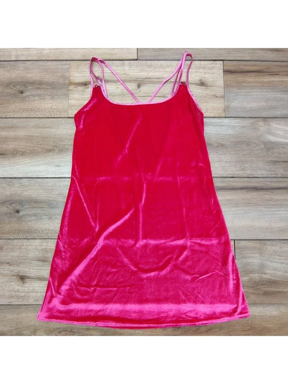 California Dynasty Vintage Pink Velvet Slip Dress Chemise Women's Medium Mob Wi